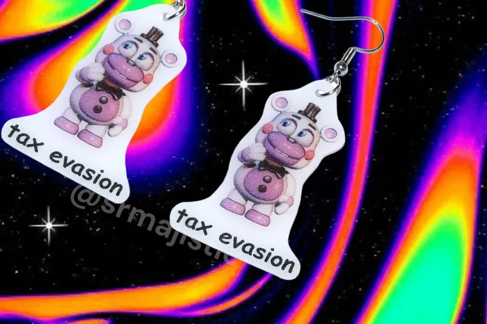 Helpy Tax Evasion Five Nights at Freddys FNAF Funny Meme Handmade Earrings Sam Makes Things Earrings