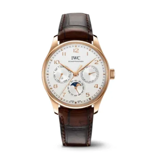 IWC Portugieser Perpetual Calender 42 18K 5N Gold Silver Dial Automatic IWC Schaffhausen PreStyled Sets IWC Portugieser Perpetual Calender 42 18K 5N Gold Silver Dial Automatic IWC Schaffhausen PreStyled Sets