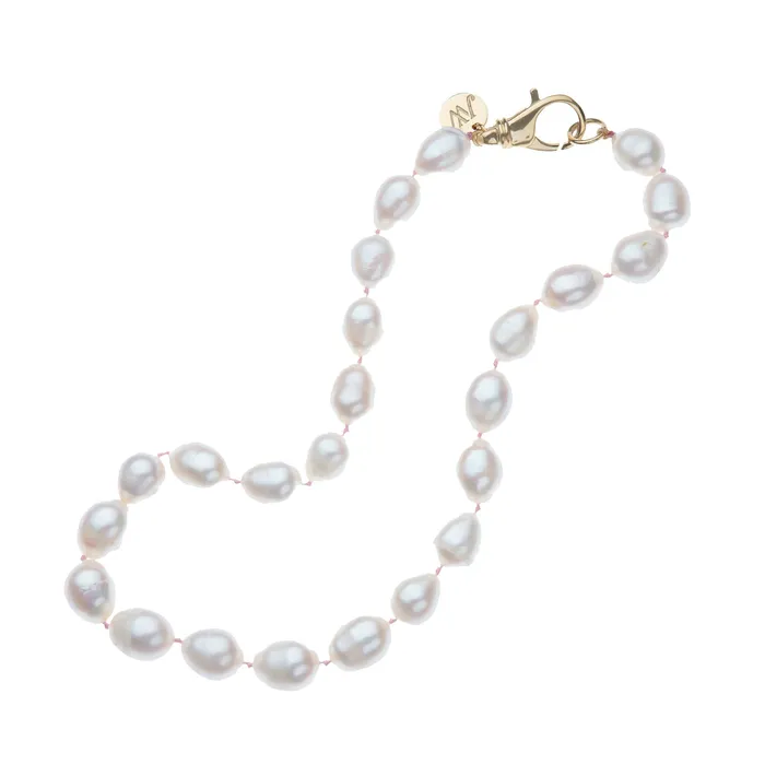 Jane Win Necklaces Jane Win White Pearl Knotted Beaded Necklace