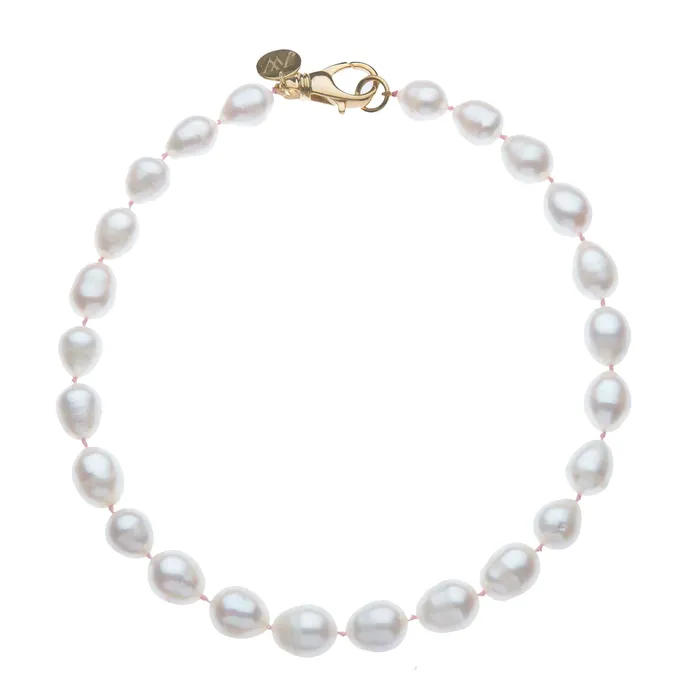 Jane Win Necklaces Jane Win White Pearl Knotted Beaded Necklace