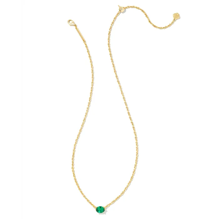 Kendra Scott Necklaces Kendra Scott Cailin Pendant Necklace in Gold with Green Crystal