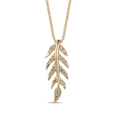 Le Vian 14K Honey Gold Vanilla Diamond Leaf Pendant Necklace Le Vian Necklaces Le Vian 14K Honey Gold Vanilla Diamond Leaf Pendant Necklace Le Vian Necklaces