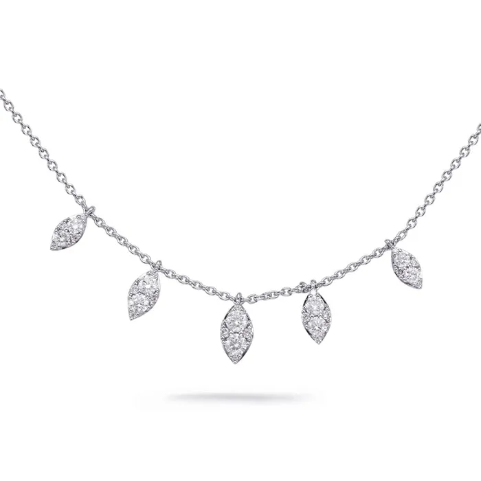 Meierotto Jewelers 14K White Gold Necklace with Marquise Design Diamond Dangles 1820IN Necklaces Meierotto Jewelers 14K White Gold Necklace with Marquise Design Diamond Dangles 1820IN Necklaces