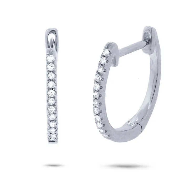 Meierotto Jewelers Earrings 14K White Gold Diamond Huggie Hoop Earrings