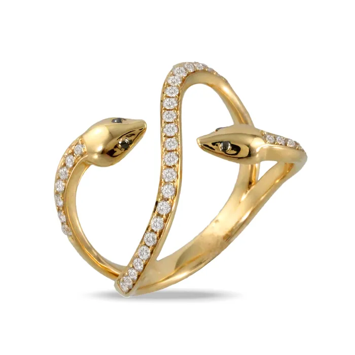 Meierotto Jewelers Rings Doves 18K Yellow Gold Diamond Serpent Ring