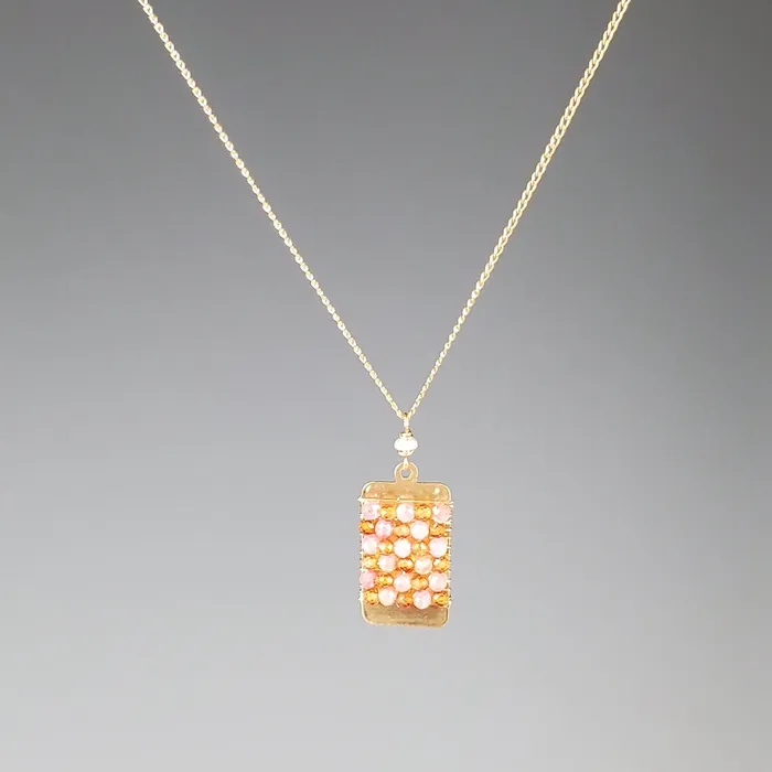 Michelle Pressler Jewelry Necklaces Peach and Garnet Tab Necklace