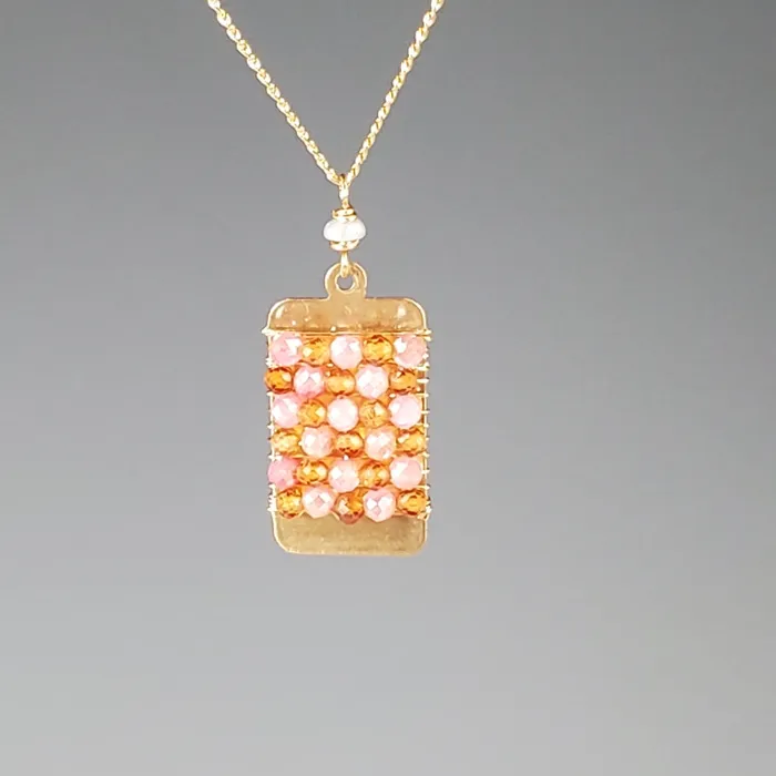 Michelle Pressler Jewelry Necklaces Peach and Garnet Tab Necklace