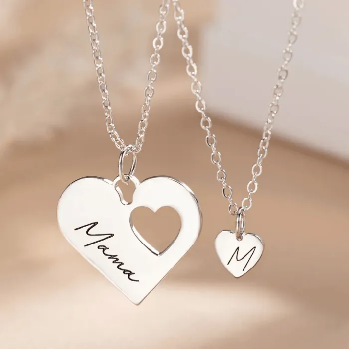 Necklaces Belbren Layered MotherDaughter Heart Necklace Set Elegant Custom Jewelry Gift for Mothers Day Birthdays and Anniversaries