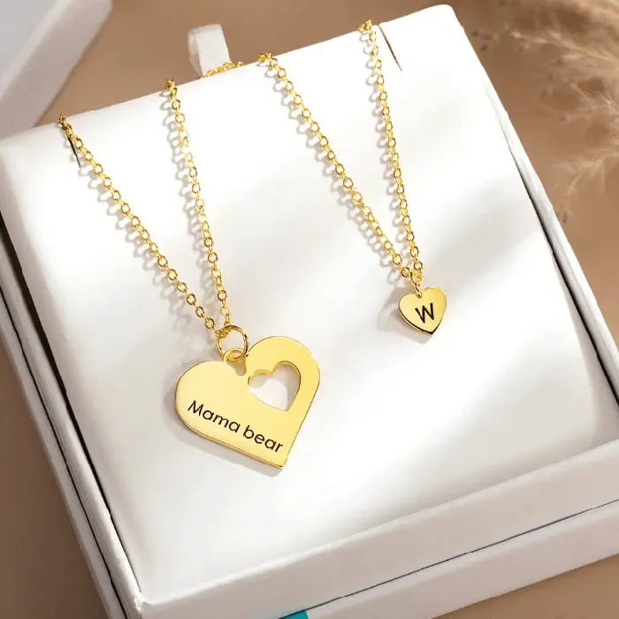 Necklaces Belbren Layered MotherDaughter Heart Necklace Set Elegant Custom Jewelry Gift for Mothers Day Birthdays and Anniversaries