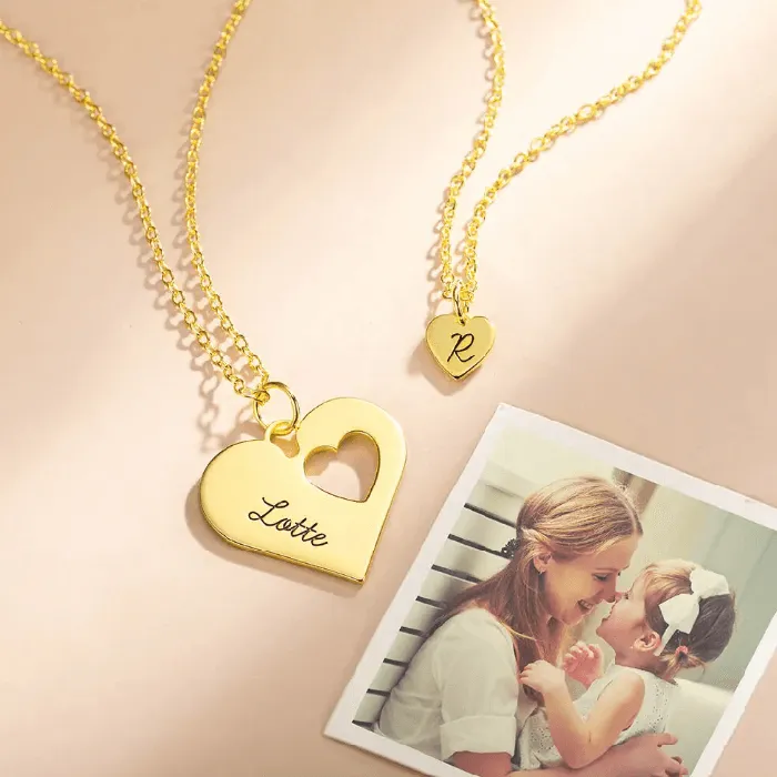 Necklaces Belbren Layered MotherDaughter Heart Necklace Set Elegant Custom Jewelry Gift for Mothers Day Birthdays and Anniversaries