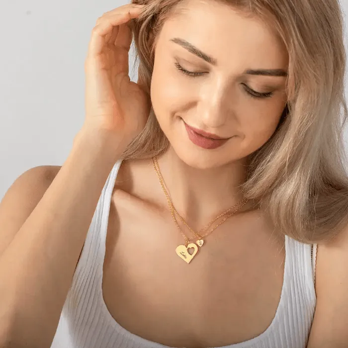 Necklaces Belbren Layered MotherDaughter Heart Necklace Set Elegant Custom Jewelry Gift for Mothers Day Birthdays and Anniversaries