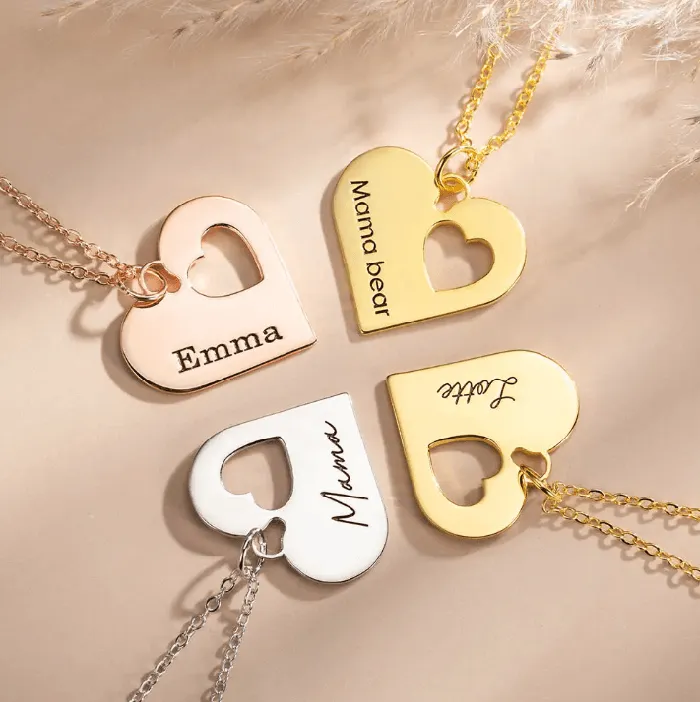 Necklaces Belbren Layered MotherDaughter Heart Necklace Set Elegant Custom Jewelry Gift for Mothers Day Birthdays and Anniversaries