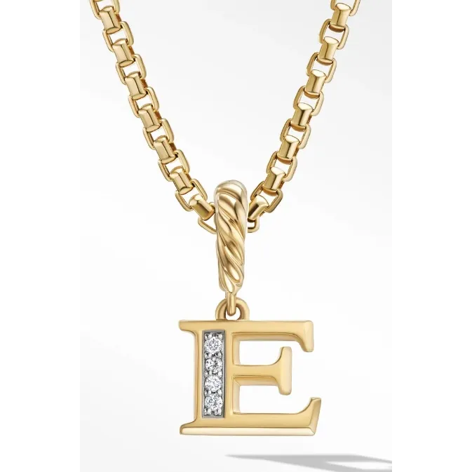 Necklaces David Yurman David Yurman 9mm Diamond Initial E Pendant