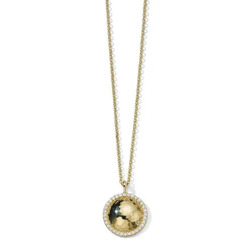 Necklaces Ippolita Ippolita 18K Yellow Gold Stardust Goddess Small Round Hammered Dome Necklace with Diamond Rim 1618 inch Necklaces Ippolita Ippolita 18K Yellow Gold Stardust Goddess Small Round Hammered Dome Necklace with Diamond Rim 1618 inch