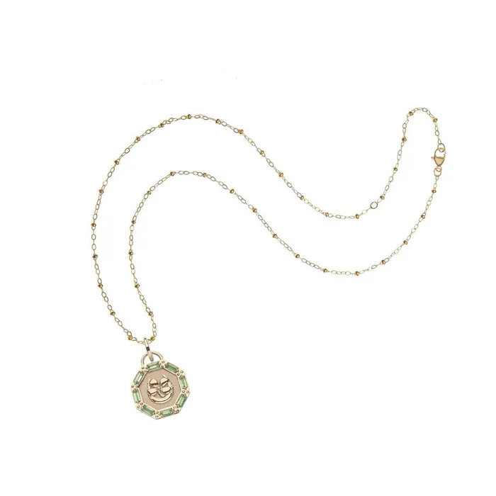 Necklaces Jane Win Jane Win LUCKY Petite Embellished Coin Pendant Necklace