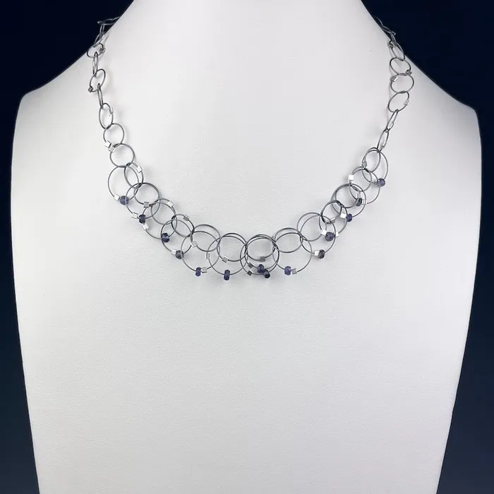 Necklaces Meghan Patrice Riley Mini Interlock Necklace in Gunmetal Iolite