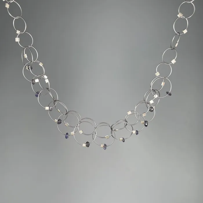 Necklaces Meghan Patrice Riley Mini Interlock Necklace in Gunmetal Iolite