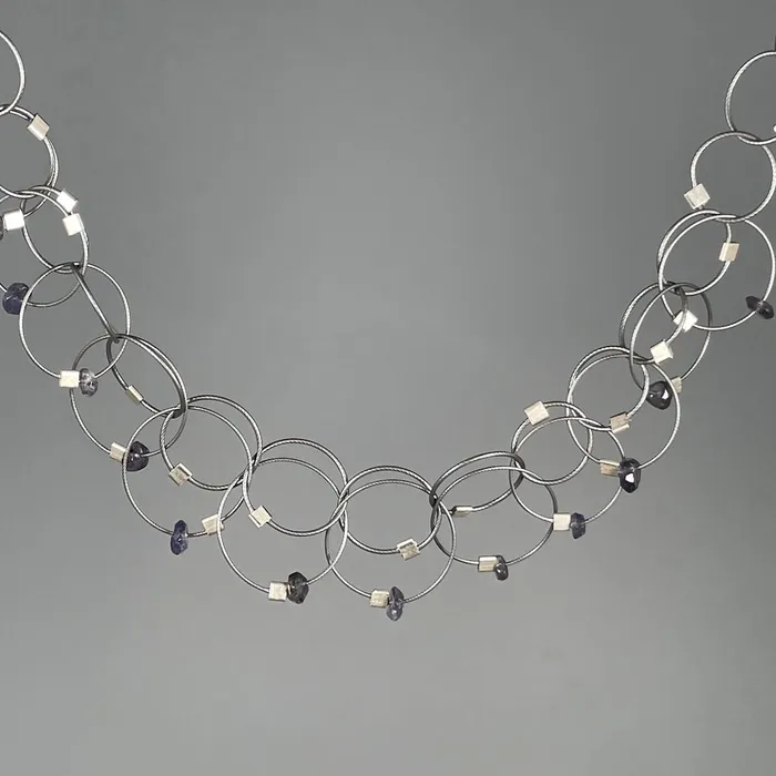 Necklaces Meghan Patrice Riley Mini Interlock Necklace in Gunmetal Iolite
