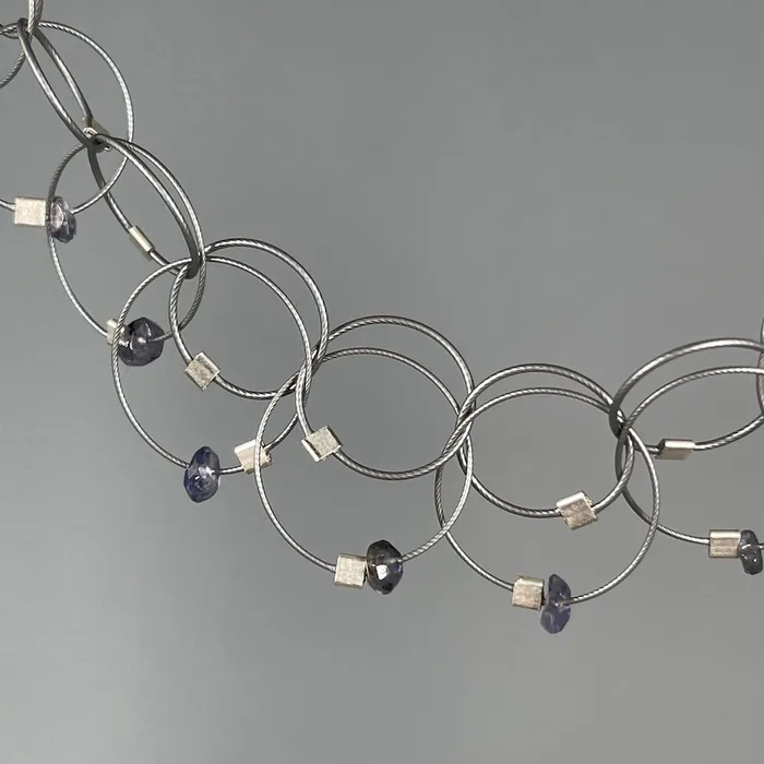 Necklaces Meghan Patrice Riley Mini Interlock Necklace in Gunmetal Iolite