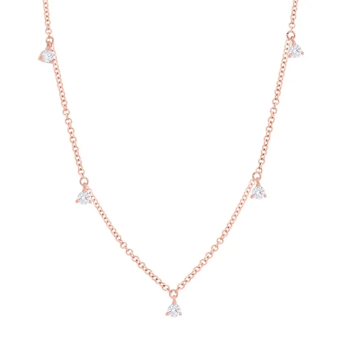 Necklaces Meierotto Jewelers 14K Rose Gold Diamond Station Necklace