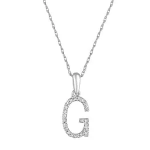 Necklaces Meierotto Jewelers 14K White Gold Diamond G Initial Pendant Necklace Necklaces Meierotto Jewelers 14K White Gold Diamond G Initial Pendant Necklace