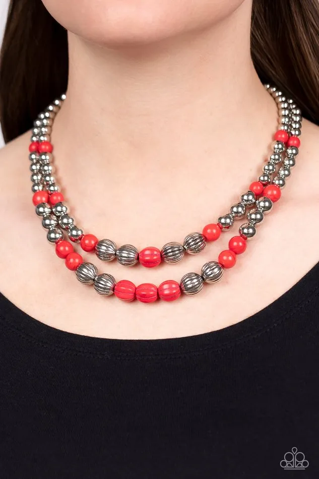Necklaces Paparazzi Jewelry Paparazzi Necklace Country Road Trip Red