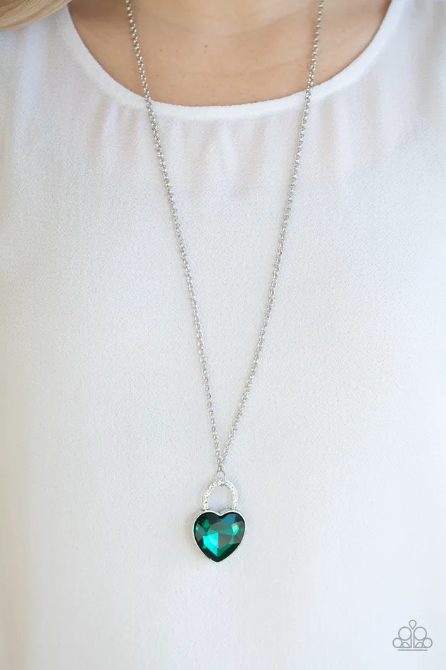 Necklaces Paparazzi Jewelry Paparazzi Necklace Locked in Love Green