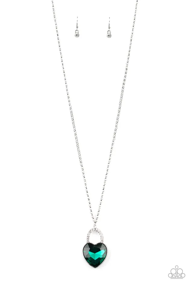 Necklaces Paparazzi Jewelry Paparazzi Necklace Locked in Love Green