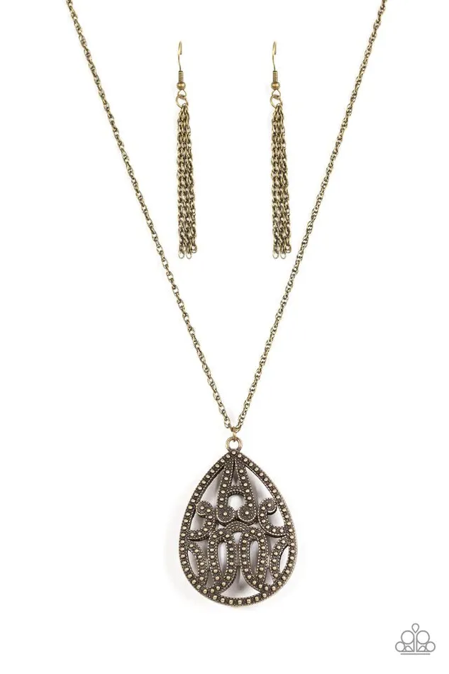 Necklaces Paparazzi Jewelry Paparazzi Necklace TEARDROPDead Gorgeous Brass