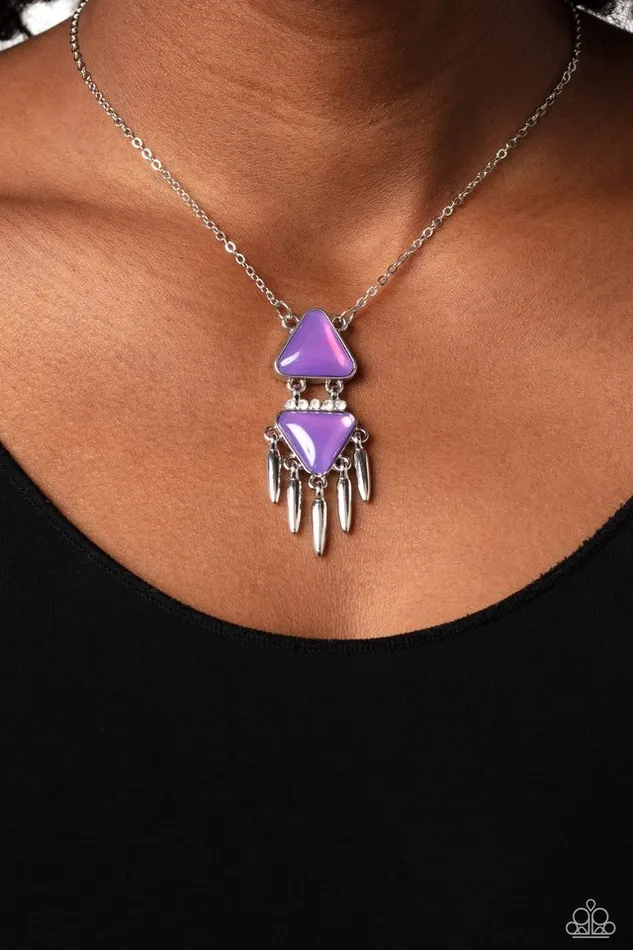 Necklaces Paparazzi Jewelry Paparazzi Necklace Under the FRINGE Purple