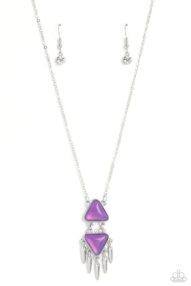Necklaces Paparazzi Jewelry Paparazzi Necklace Under the FRINGE Purple