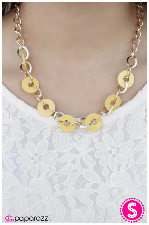 Necklaces Paparazzi Necklace An Open DISCussion Yellow Paparazzi Jewelry