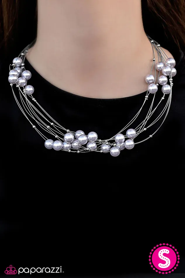 Necklaces Paparazzi Necklace Pearl Armada Silver Paparazzi Jewelry
