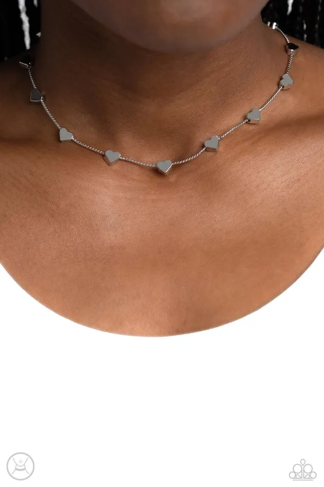 Necklaces Paparazzi Necklace Public Display of Affection Silver Paparazzi Jewelry
