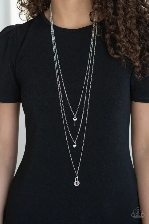 Necklaces Paparazzi Necklace Secret Heart Pink Paparazzi Jewelry