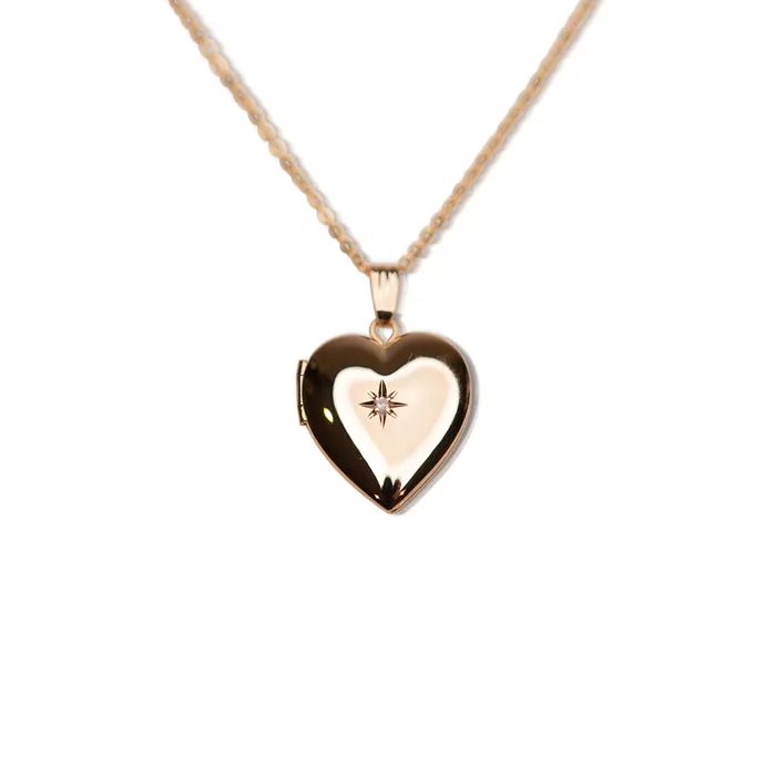 Necklaces TheRoseGypsy Gold Filled Diamond Heart Locket H15S