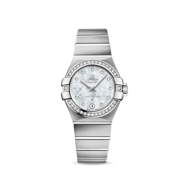 Omega Bracelets Omega Constellation 27mm Watch Ref 12715272055001 White Mother of Pearl Diamond Index Dial Diamond Bezel Stainless Steel Bracelet Omega Bracelets Omega Constellation 27mm Watch Ref 12715272055001 White Mother of Pearl Diamond Index Dial Diamond Bezel Stainless Steel Bracelet