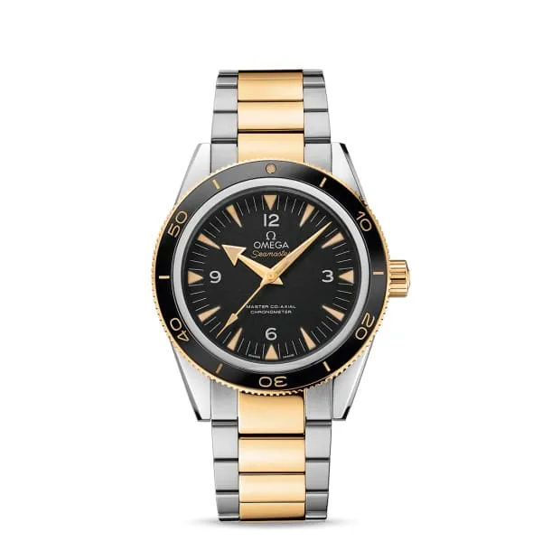Omega Seamaster 41mm Watch Ref 23320412101002 Black Index Dial Two Tone Stainless Steel 18K Yellow Gold Bracelet Omega Bracelets Omega Seamaster 41mm Watch Ref 23320412101002 Black Index Dial Two Tone Stainless Steel 18K Yellow Gold Bracelet Omega Bracelets