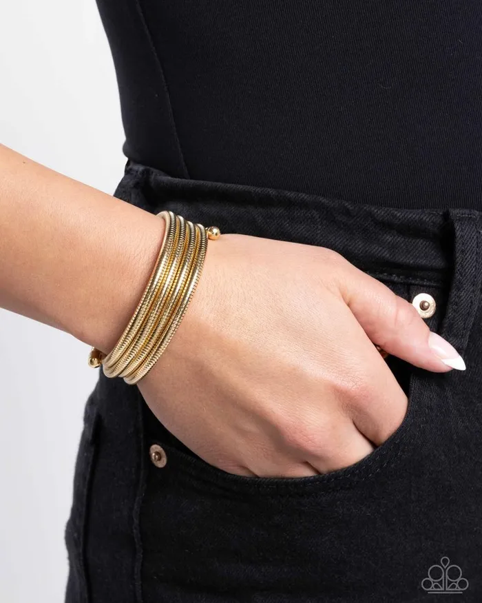 Paparazzi Bracelet Coiled Command Gold Paparazzi Jewelry Bracelets