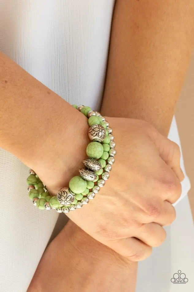 Paparazzi Bracelet Desert Blossom Green Paparazzi Jewelry Bracelets