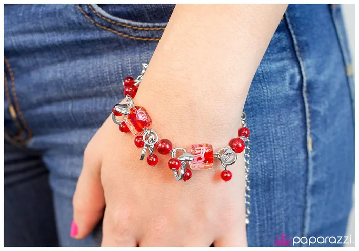 Paparazzi Bracelet Playing the Fool Red Paparazzi Jewelry Bracelets