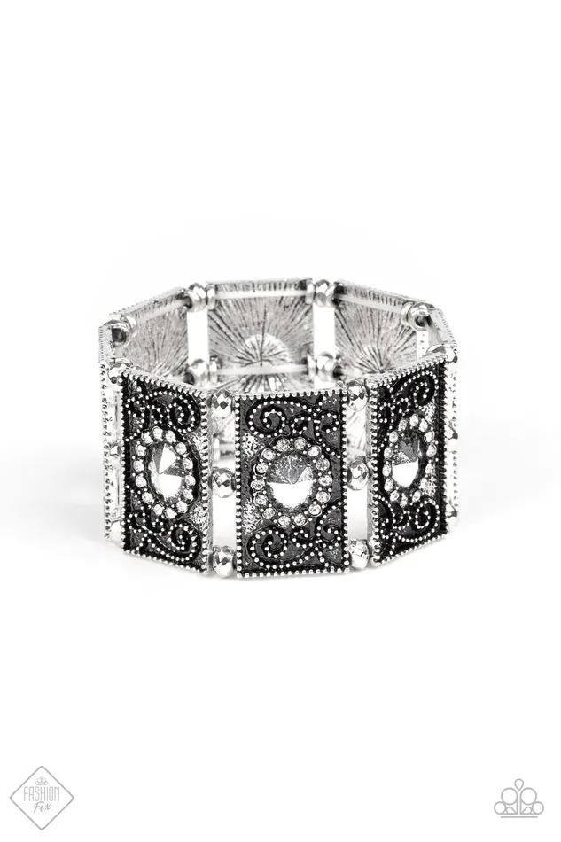 Paparazzi Bracelet Tycoon Texture White Paparazzi Jewelry Bracelets
