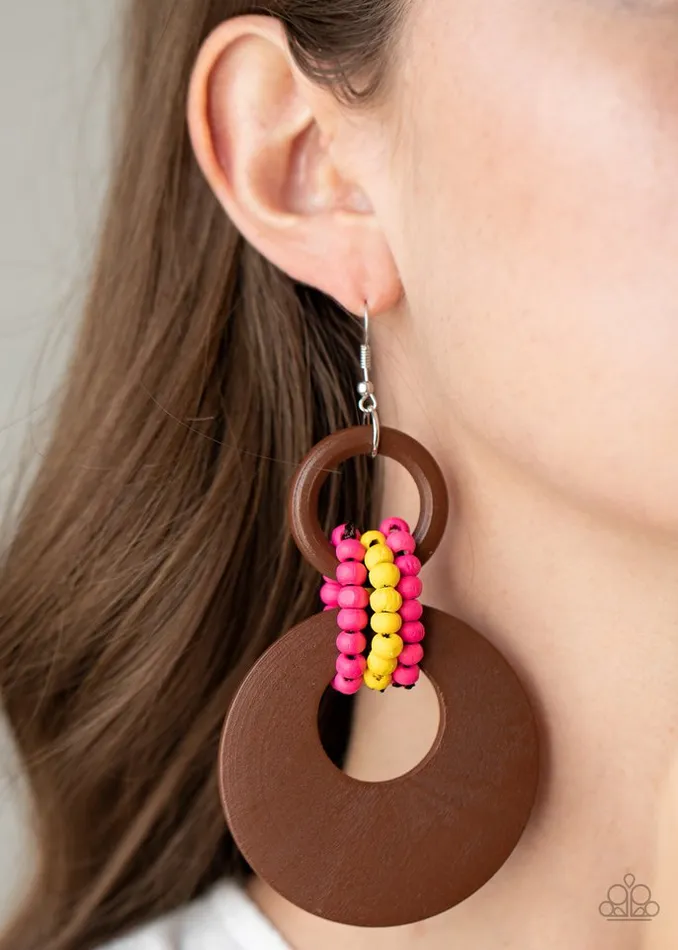 Paparazzi Earring Beach Day Drama Multi Paparazzi Jewelry Earrings