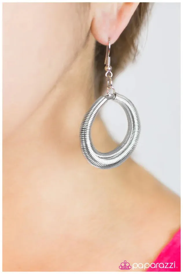 Paparazzi Earring Bounce Back Silver Paparazzi Jewelry Earrings