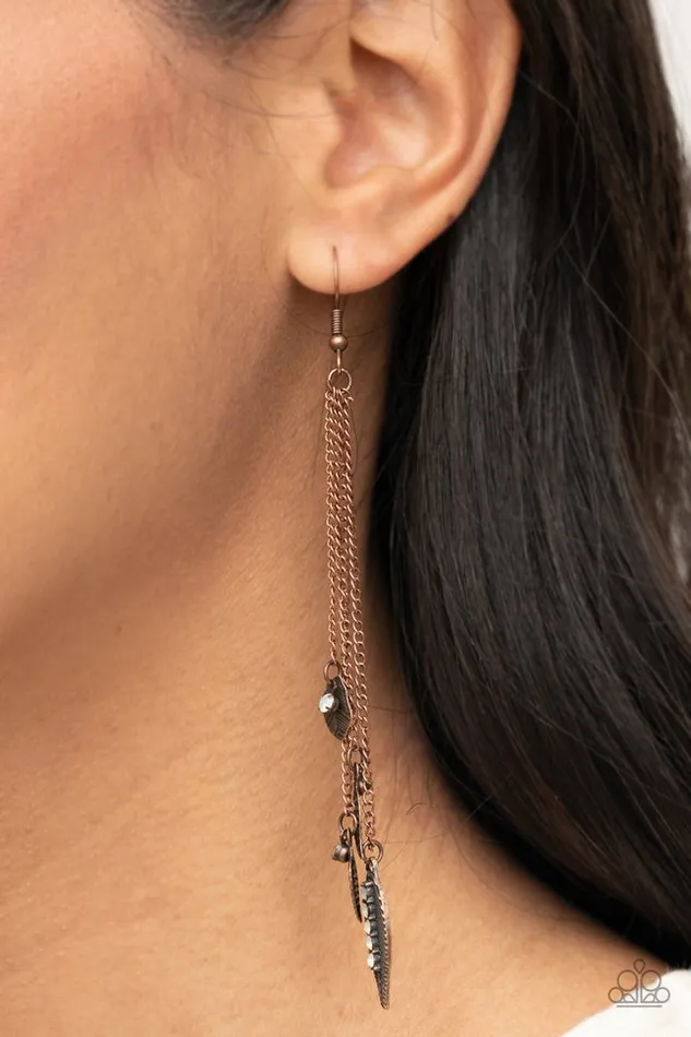 Paparazzi Earring Chiming Leaflets Copper Paparazzi Jewelry Earrings