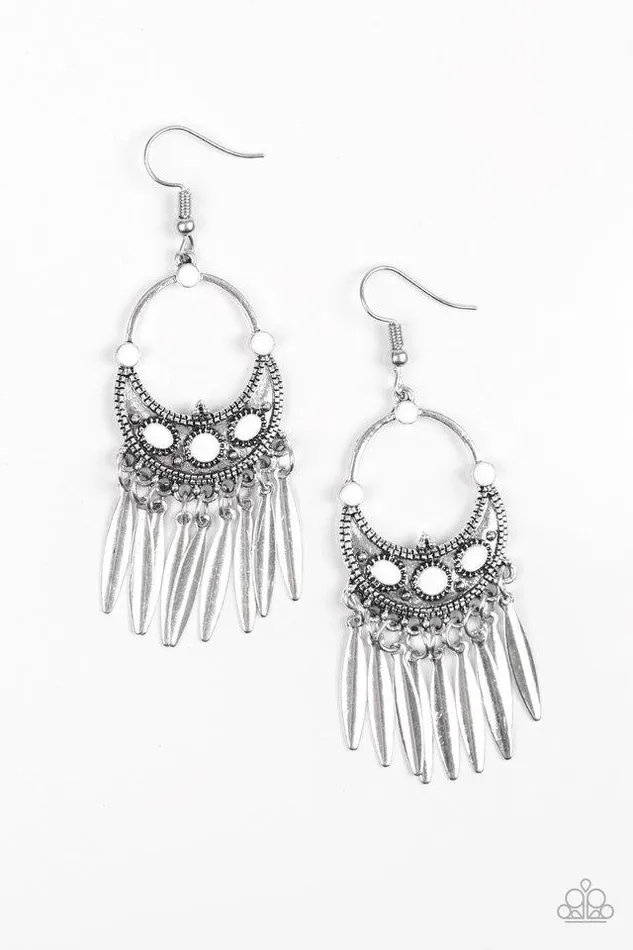 Paparazzi Earring Cry Me A RIVIERA White Paparazzi Jewelry Earrings
