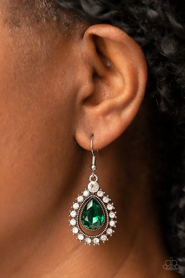 Paparazzi Earring Divinely Duchess Green Paparazzi Jewelry Earrings