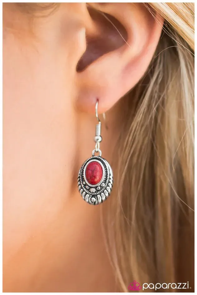 Paparazzi Earring Enchanted Cliffs Red Paparazzi Jewelry Earrings