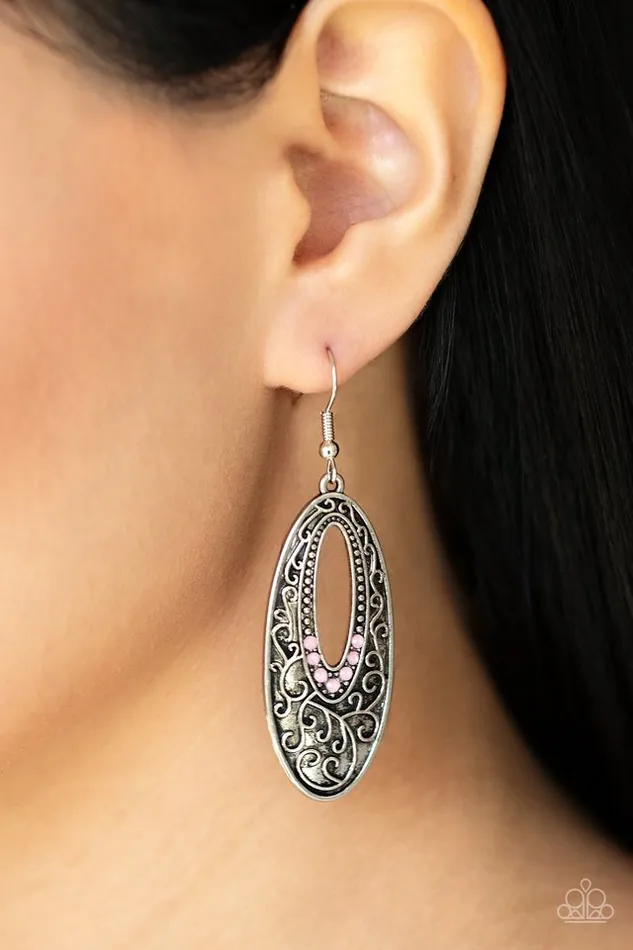 Paparazzi Earring Fairytale Flora Pink Paparazzi Jewelry Earrings