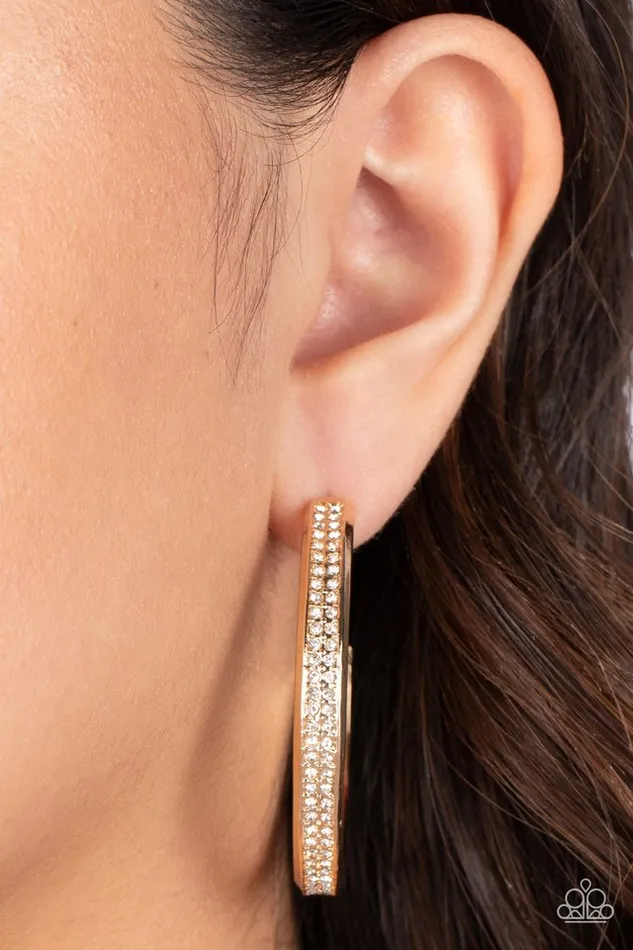 Paparazzi Earring Flash Freeze Gold Paparazzi Jewelry Earrings